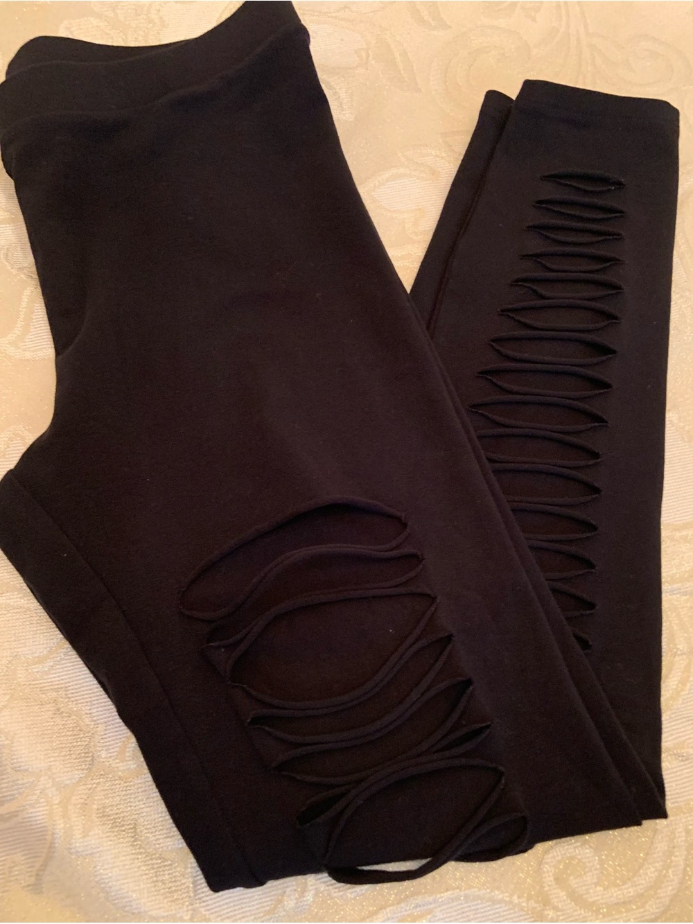 Black Ripped  Leggings